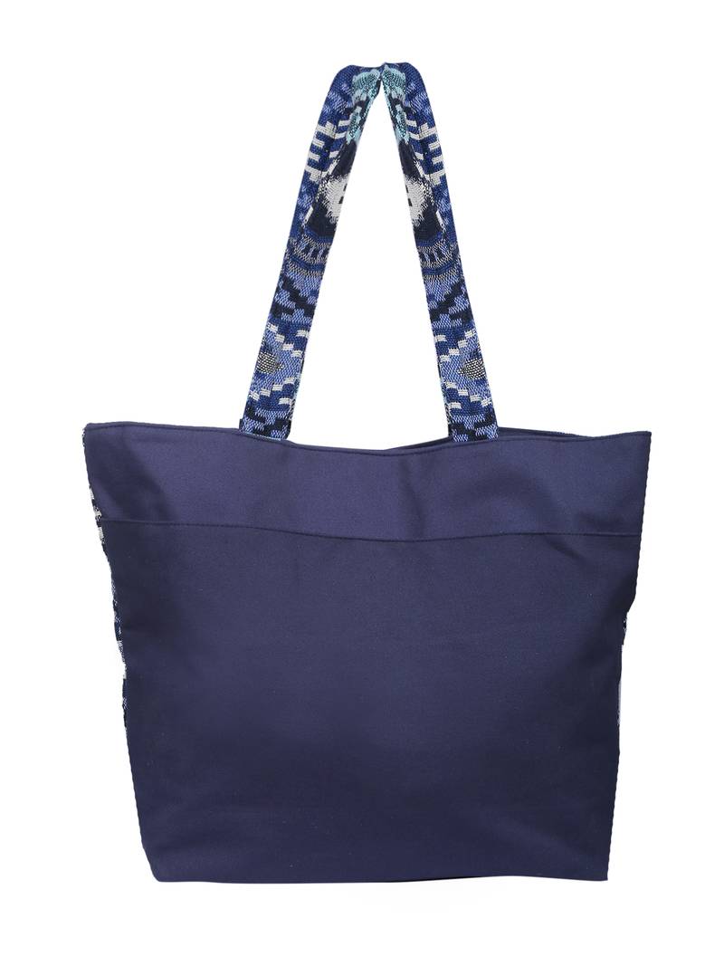 Nava Jacquard Blue Tote Bag