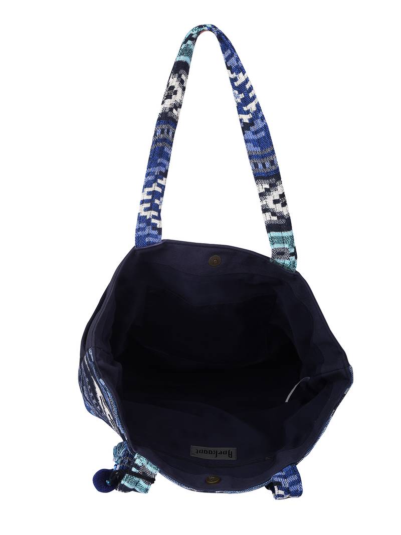 Nava Jacquard Blue Tote Bag