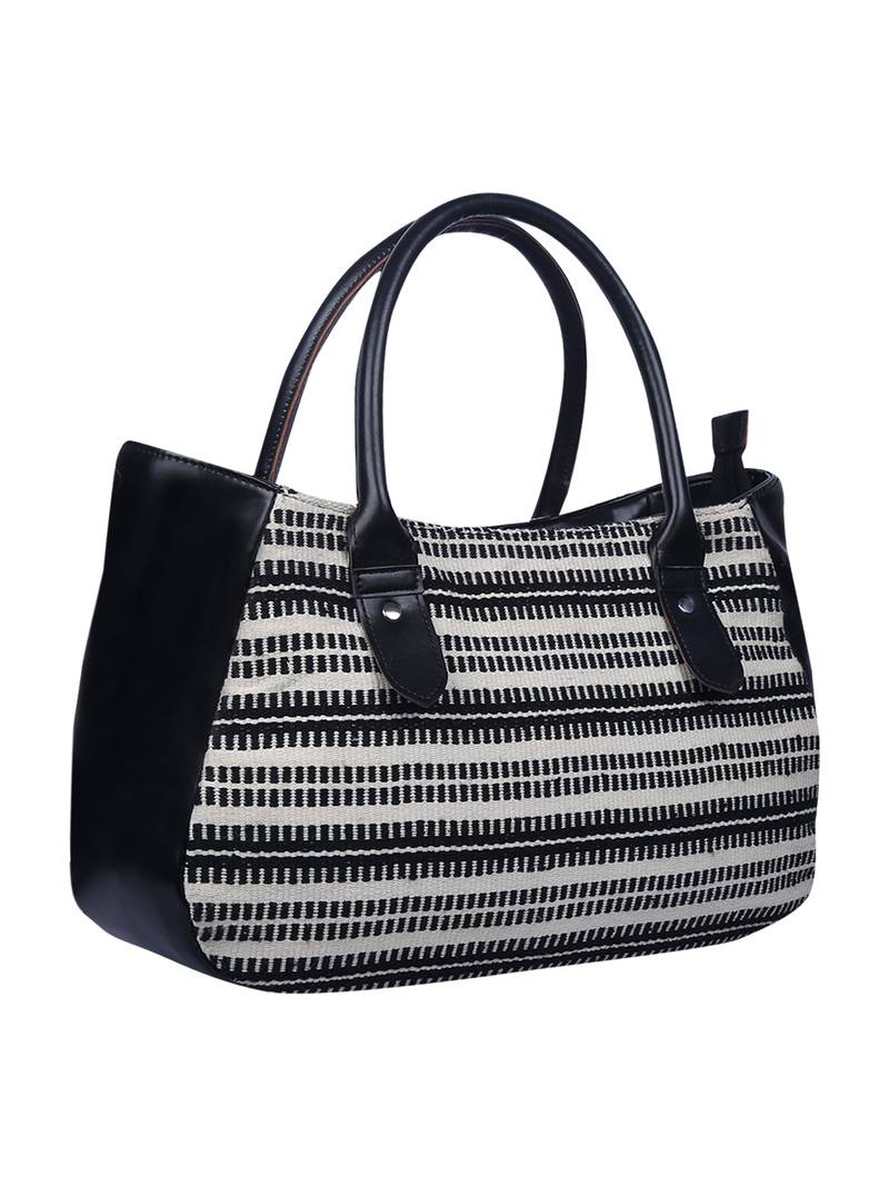 Monochrome Jacquard Black and White Handbag
