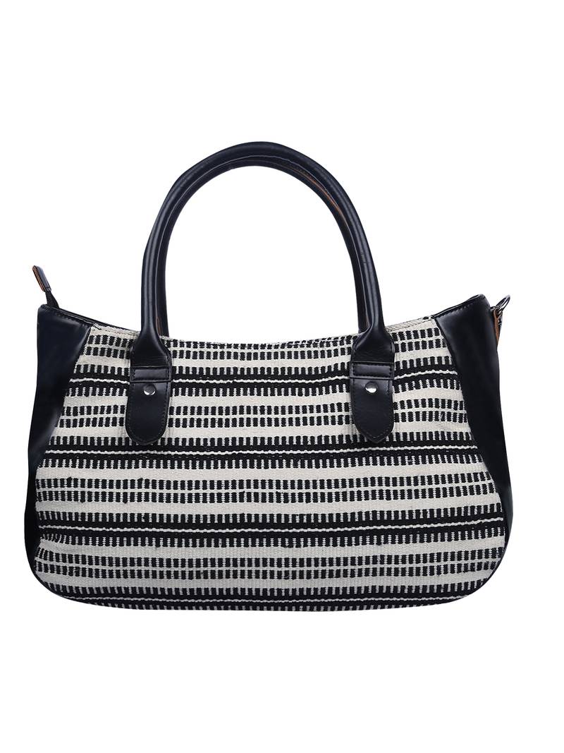 Monochrome Jacquard Black and White Handbag