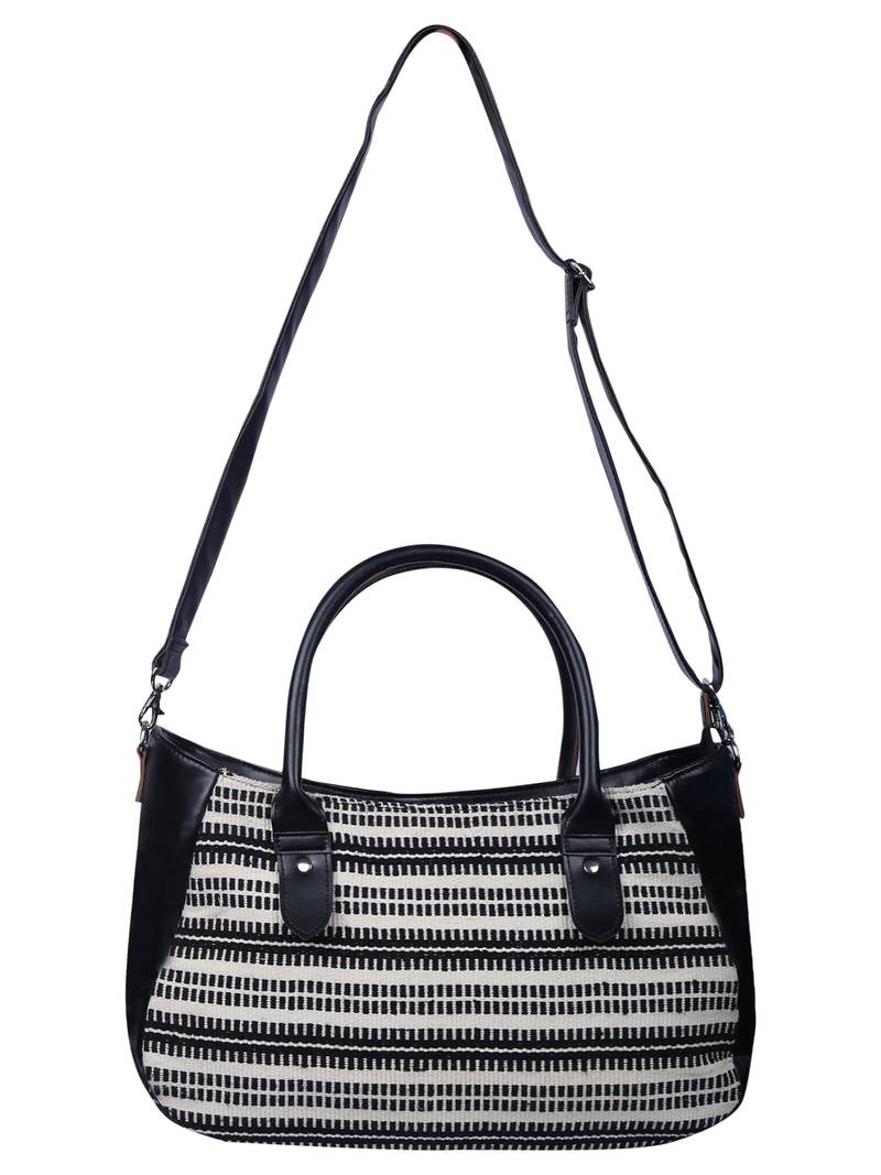 Monochrome Jacquard Black and White Handbag
