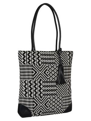 Topical cotton Jacquard Black and White Tote Bag 2