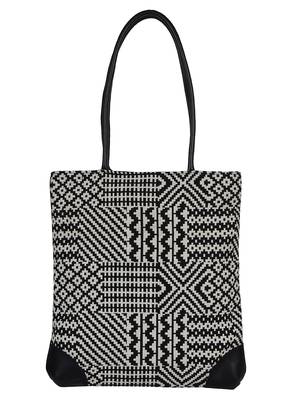 Topical cotton Jacquard Black and White Tote Bag 3