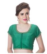 Green Dupion Silk Princess Cut Padded Short Sleeves blouse