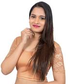 Copper Short Net Sleeves Lycra Princess Cut Stretchable blouse