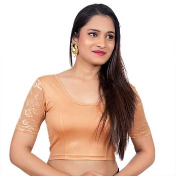 Copper Short Net Sleeves Lycra Princess Cut Stretchable blouse 2