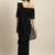 Inddus Black Silk Blend Lace Bordered Fringe Saree With Blouse