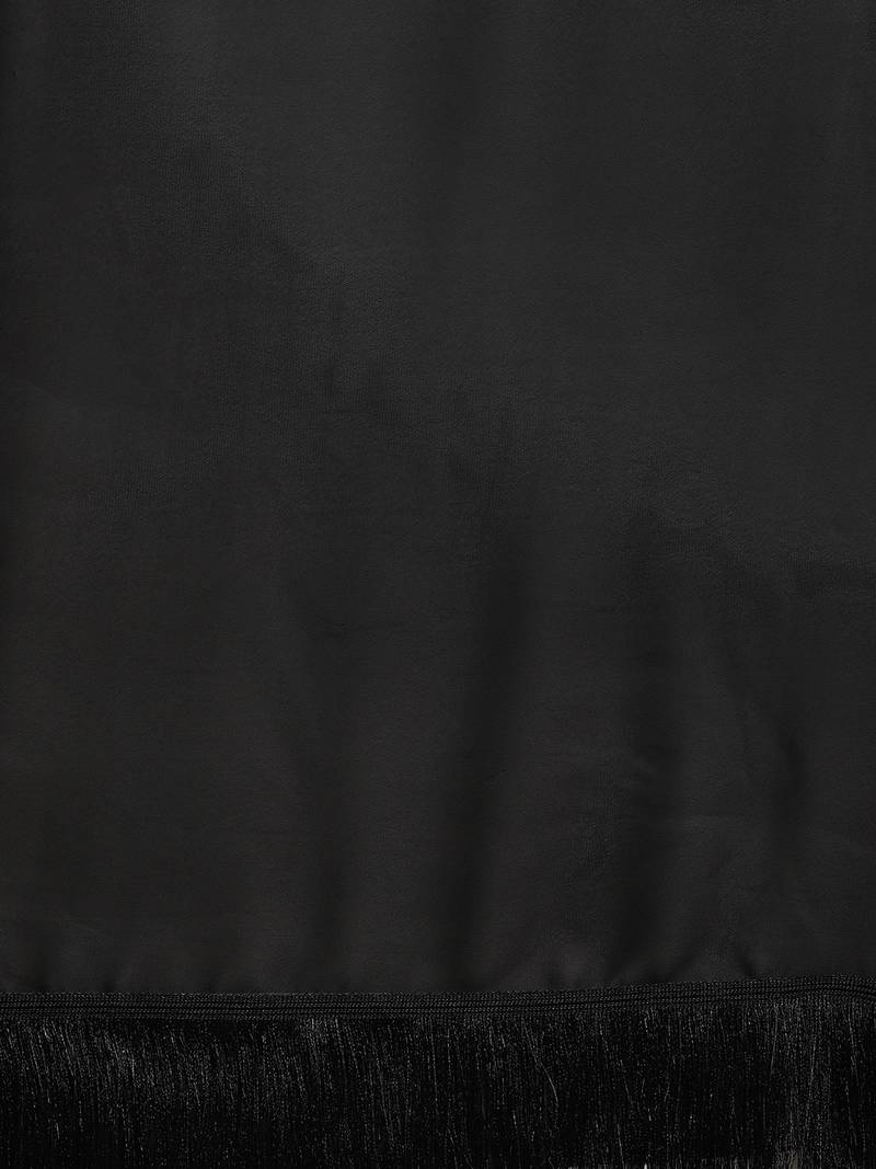 Inddus Black Silk Blend Lace Bordered Fringe Saree With Blouse