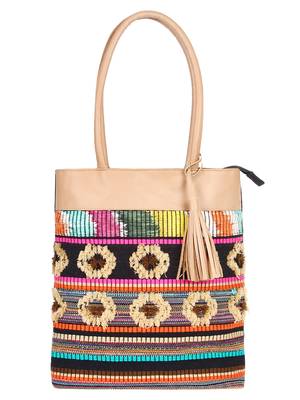 Woolly Multicoloured Jacquard Tote Bag 1