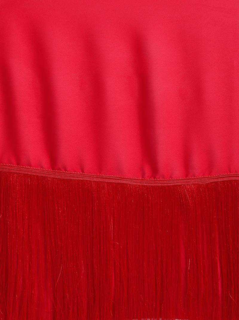 Inddus Red Silk Blend Lace Bordered Fringe Saree With Blouse