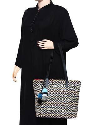 Nava Multicoloured Jacquard Tote Bag 6