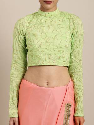Inddus Pink Silk Blend Lace Bordered Saree With Embroidered Blouse 3