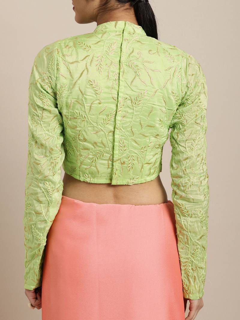 Inddus Pink Silk Blend Lace Bordered Saree With Embroidered Blouse