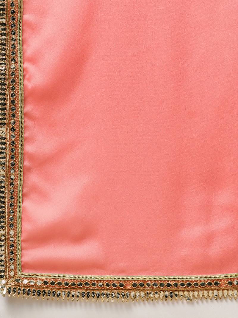 Inddus Pink Silk Blend Lace Bordered Saree With Embroidered Blouse