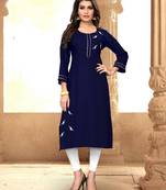 Blue embroidered rayon party-wear-kurtis