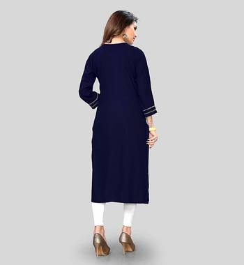Blue embroidered rayon party-wear-kurtis 2