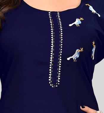 Blue embroidered rayon party-wear-kurtis 4