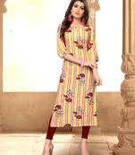 Multicolor printed rayon party-wear-kurtis