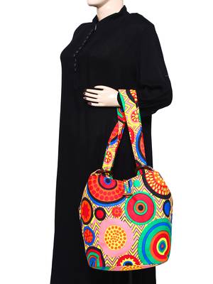 Orb Pink and multicoloured Canvas Shoulder bag 6