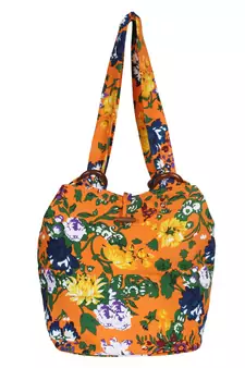 Florid Orange and multicoloured Canvas Shoulder bag