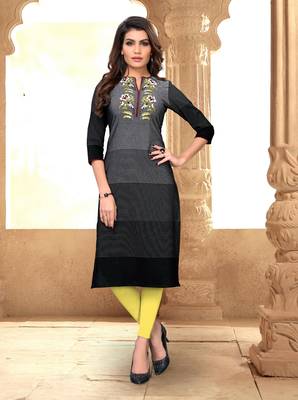 Black embroidered cotton party-wear-kurtis 1