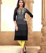 Black embroidered cotton party-wear-kurtis