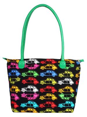 Mobile Women's Canvas Black and Mulicoloured Tote bag 3