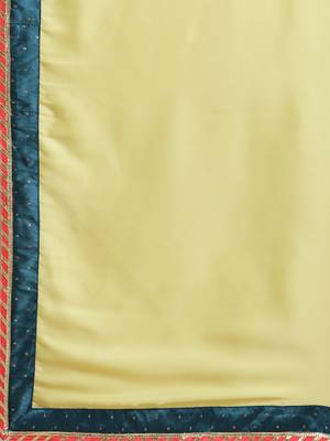 Inddus Yellow Satin Georgette Woven Lace Bordered Saree With Blouse 6