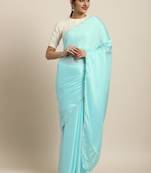 Inddus Powder Blue  Satin Georgette Lace Bordered Saree With Embroidered Blouse