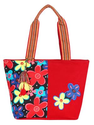 Flora Women's Canvas Red Tote bag 1