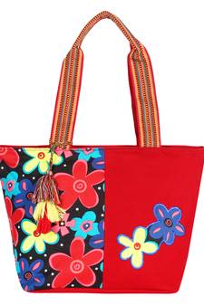 Flora Women's Canvas Red Tote bag