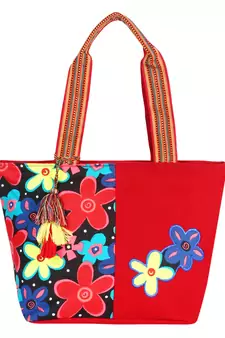 Flora Women's Canvas Red Tote bag