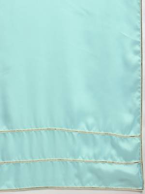 Inddus Powder Blue  Satin Georgette Lace Bordered Saree With Embroidered Blouse 6