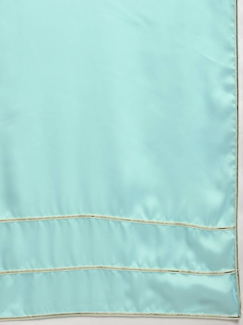 Inddus Powder Blue  Satin Georgette Lace Bordered Saree With Embroidered Blouse