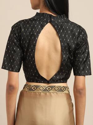 Inddus Brown Georgette Woven Lace Border Saree With Blouse 4