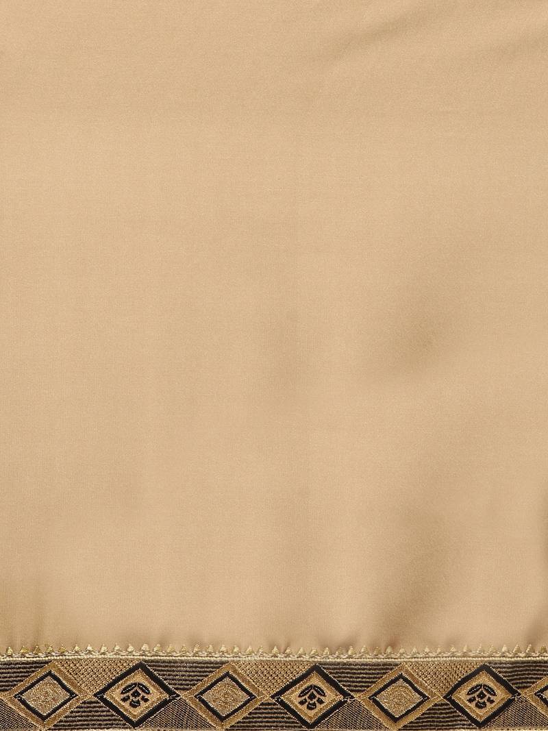 Inddus Brown Georgette Woven Lace Border Saree With Blouse