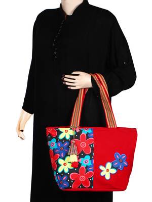 Flora Women's Canvas Red Tote bag 6