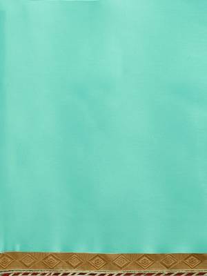 Inddus Sea Green Satin Georgette Lace Bordered Saree With Blouse 6