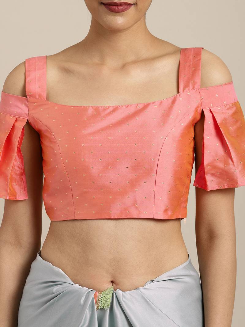 Inddus Blue Satin Georgette Lace Bordered Saree With Blouse