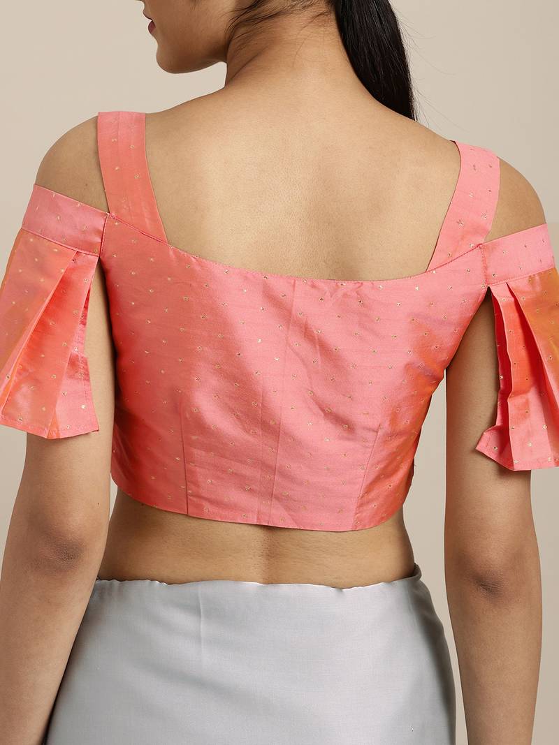 Inddus Blue Satin Georgette Lace Bordered Saree With Blouse