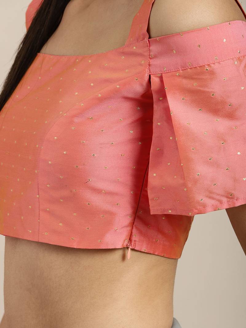 Inddus Blue Satin Georgette Lace Bordered Saree With Blouse