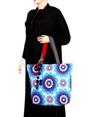 Florid Women's Canvas Blue Tote bag 5