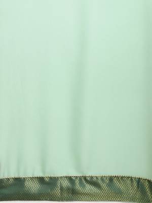 Inddus Sea Gren Silk Blend Lace Bordered Fringes Saree With Woven Blouse 5