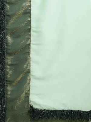Inddus Sea Gren Silk Blend Lace Bordered Fringes Saree With Woven Blouse 6