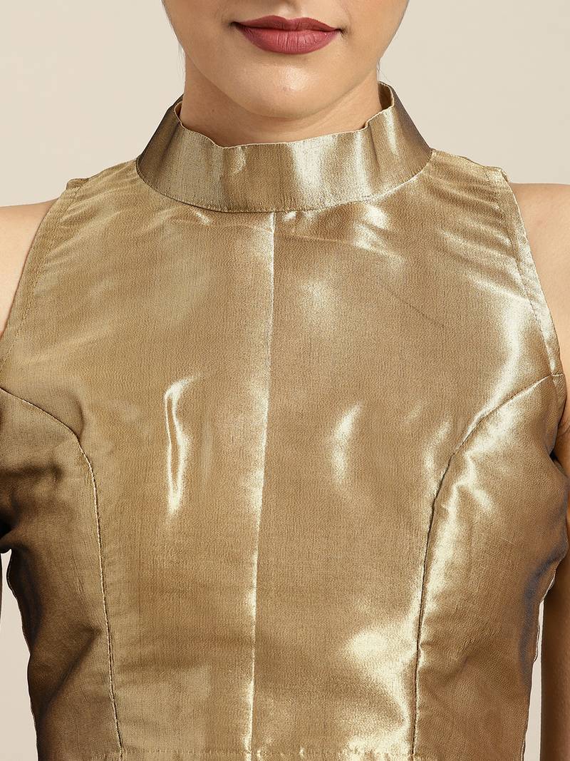 Inddus Purple Georgette Foil Print Saree With Solid Blouse