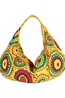 Orb Yellow Canvas Hobo Bag