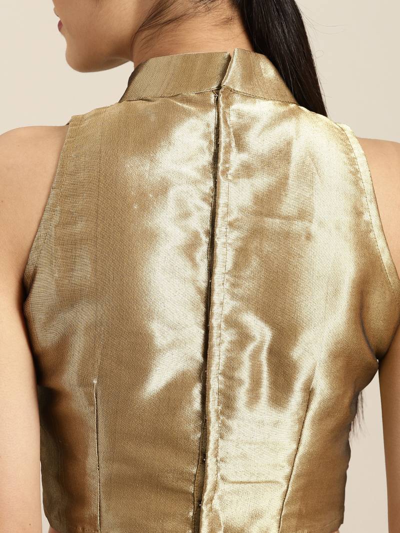 Inddus Purple Georgette Foil Print Saree With Solid Blouse