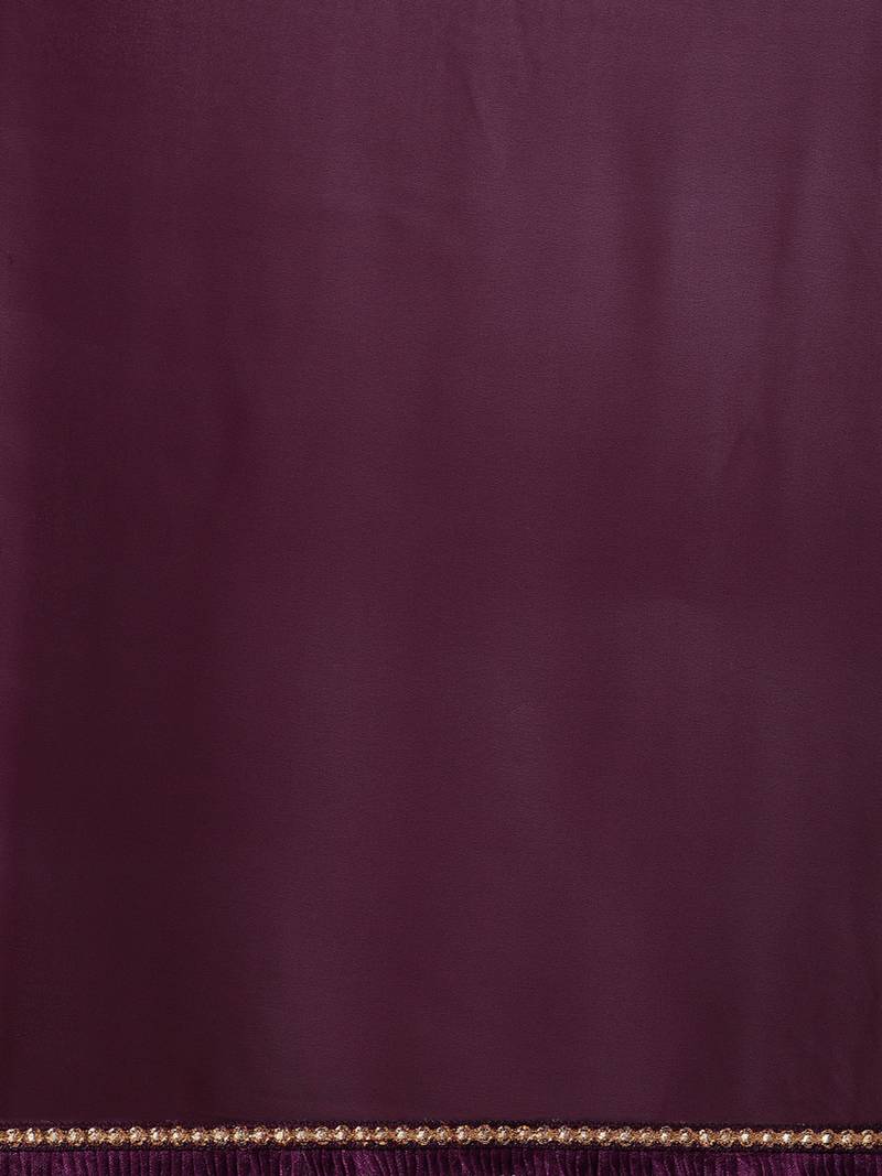Inddus Purple Georgette Foil Print Saree With Solid Blouse