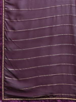 Inddus Purple Georgette Foil Print Saree With Solid Blouse 6