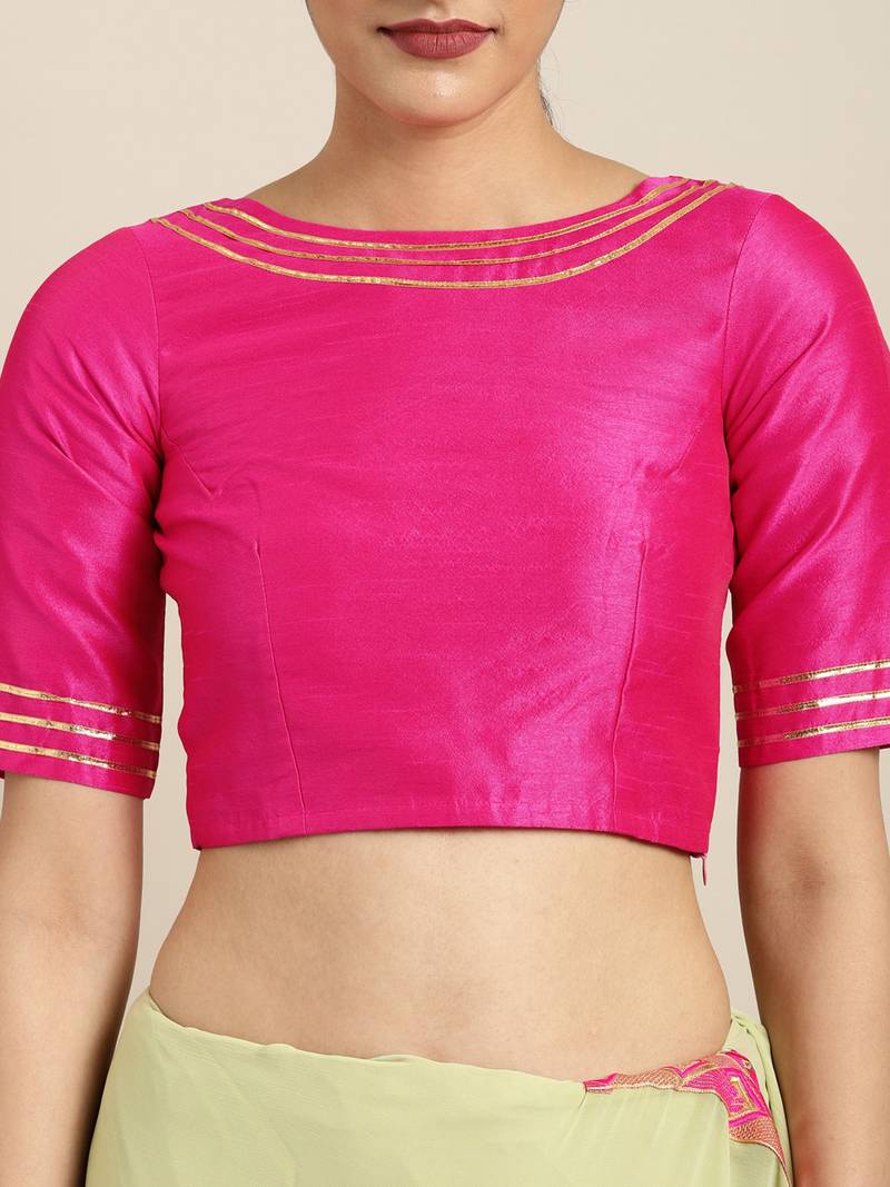 Inddus Green Georgette Lace Bordered Saree With Blouse